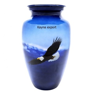 Urne funéraire pour adulte en métal, peinte à la main, style américain, bleu océan, biodégradable, capacité de 200 pouces cubes, vente chaude, pas cher - Product Image 1