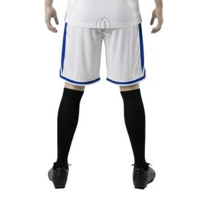 ชุดเล่นฟุตบอลผ้าโพลีเอสเตอร์สำหรับผู้ชายเสื้อทีมฟุตบอลผ้าแร็กแลนสองโทนสีขาวและน้ำเงินแบบกำหนดเอง - Product Image 5