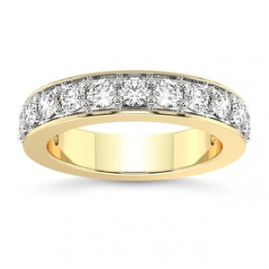 Broad Full Eternity Band Lab Grown Diamond 1.25 Ct Tw 14K Solid Gold FG Color VS Clarity 15 Diamond Bold Wide Band Statement - Product Image 2