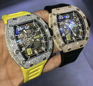 Reloj de Lujo para Hombre con Moissanita, Personalizado, Resistente al Agua, de Cuarzo, con Calendario, Correa de Cuero y Diamantes, al por Mayor - Product Image 5