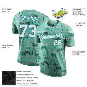 Fabriqué en usine sur mesure unisexe Hawaii plage arbre imprimé manches courtes t-shirt séchage rapide Poly coton O cou demi manches chemise d'été - Product Image 2