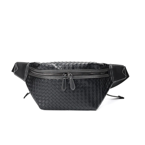 Sac de poitrine minimaliste en cuir véritable, sac à bandoulière, fermeture à glissière, imperméable, usage quotidien, toutes saisons, pour homme - Product Image 5
