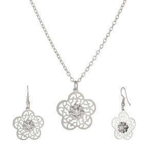 Ensemble de pendentifs en pierre autrichienne blanche plaquée rhodium Kriaa Bijoux de mode 1203903B - Product Image 1