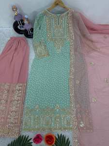 Trending Gharara Suit Collection Georgette Fabric con bordado Work para mujer Ropa de boda - Product Image 5