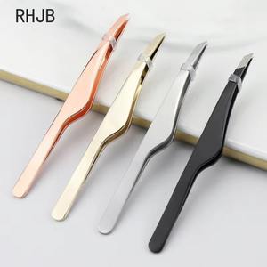 Pince à épiler pour l'épilation, en acier inoxydable, pince à épiler pour sourcils, pointe inclinée pour les extensions de cils, outil de précision professionnel pour le maquillage - Product Image 1