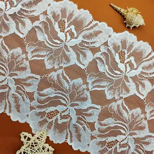 High Quality 22cm White Lace Trim with Tassel Sustainable Spandex / Nylon Mesh Material for Wedding Dress Clothing Decoration