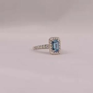 IGI certifié à la mode 14KT or massif Solitaire bague de fiançailles bleu émeraude coupe laboratoire diamant cultivé minuscule diamant taillé - Product Image 2