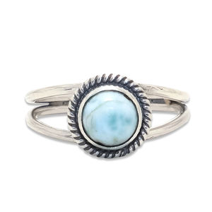 925 bagues en pierres précieuses Larimar naturel en argent sterling massif bijoux fins faits à la main dernières bagues en argent aux prix d'usine - Product Image 1