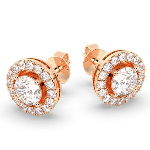 Pendientes de Halo con Diamantes Cultivados en Laboratorio CVD HPHT de Plata de Ley 925 de Alta Calidad REYES, Elegantes para Mujer, Joyería Fina para Fiestas - Product Image 2