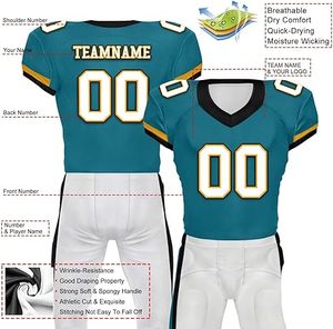Uniforme de fútbol americano hecho a medida para jóvenes y hombres, ropa deportiva de equipo, tela transpirable de sublimación completa disponible - Product Image 2