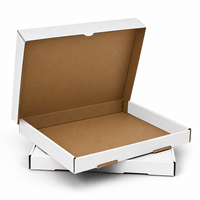 Boîte à pizza blanche personnalisée avec logo, intérieur en kraft, doublure en aluminium, isolation imperméable, emballage en carton ondulé de qualité alimentaire