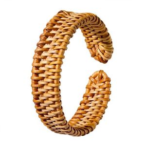 Bracelet de manchette en rotin d'été du Vietnam pour femmes, cadeau de beauté géométrique - Product Image 2