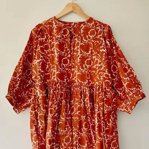 Vestido MIDI informal de verano holgado con estampado floral de bloque largo cuello profundo cierre de cordón minivestido de cintura natural - Product Image 1