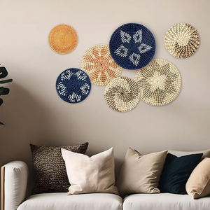 Vietnam Wholesale Vecraft Bohemian Seagrass Irregular Shape <b>Wall</b> Decor <b>Basket</b> Set Farmhouse Boho Hanging <b>Wall</b> <b>Hanger</b> Accent - Product Image 2