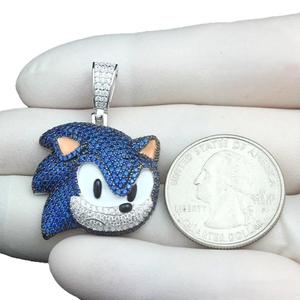 Pendentif Sonic Charm en moissanite, sans chaîne, en argent sterling 925, style hip-hop, glacé, cadeau d'anniversaire - Product Image 2