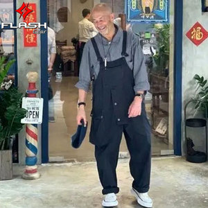 Phong Cách Nhật Bản Retro Hàng Hóa Quần Áo Cho Nam Giới Lỏng Lẻo Phù Hợp Với Thẳng Chân Quần Yếm Có Yếm Có Tất Cả Jumpsuit Kích Thước Lớn Công Nhân - Product Image 4