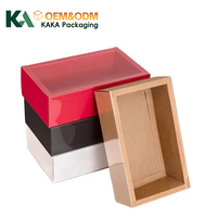 Boîte d'emballage vide KAKA en carton kraft avec couvercle en PVC, estampage, recyclable, personnalisable pour cosmétiques, chaussettes, thé, boîtes cadeaux