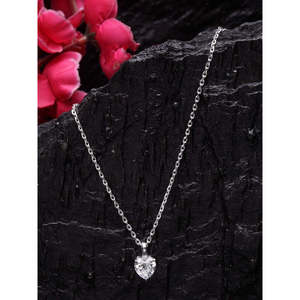 Collar con Colgante Solitario de Plata de Ley 92.5 Clara, Chapado en Oro Blanco, con Forma de Corazón, para Mujeres y Niñas, Colgantes y Dijes Finos - Product Image 2