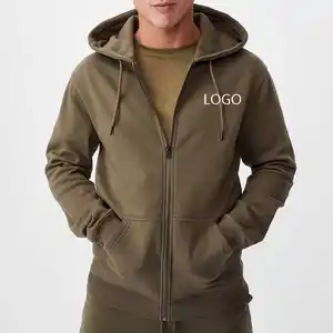 Custom logo men high quality full zipper hoodies sweatshirts drawstring men's fashion clothes casual breathable hoodie