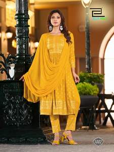 ชุดสูทพิมพ์ลายเรออนคุณภาพสูงแบบดั้งเดิมของอินเดียสำหรับผู้หญิงขายดีล่าสุด salwar kameez dupatta ขายส่ง - Product Image 3