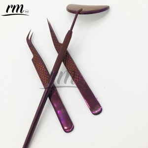 RMI Shine Purple Plasma Hot Selling Stainless Steel Eco-Friendly Eyelash Extension Tweezers Set Eyelash Mirror Best Quality - Product Image 1