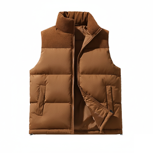 <b>Mens</b> <b>Black</b> Puffer <b>Vest</b> Windproof Sleeveless Winter Waistcoat with Stand Collar Customized High Quality Outdoor Bubble Coat - Product Image 3