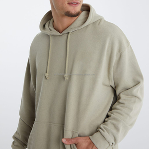 Sudadera con capucha para hombre, estilo urbano, hombros caídos, algodón grueso, corte holgado, estilo oversize, con bolsillo funcional, para hombre - Product Image 3
