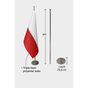 Official Indoor Poland <b>Flag</b>-Digital Printing Aluminum <b>Pole</b> Cloth Pennant Satin & Plastic/Polyester Materials - Product Image 6