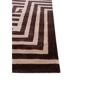 Chroma Beige <b>Brown</b> Hand Tufted <b>Wool</b> Rugs Geometric Abstract Pattern Rectangular Striped Hallway Design 10mm Viscose Tra-14672 - Product Image 4