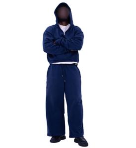 Ensemble survêtement pour homme, sweat-shirt à capuche zippé ample et court, pantalon de survêtement, logo personnalisé, streetwear, fabricant, survêtement sport uni surdimensionné - Product Image 2