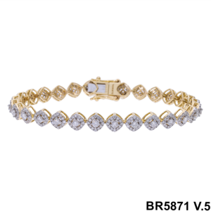 Elegante pulsera de tenis de oro amarillo de 14 quilates con diamantes de corte brillante redondo natural 3.28CTW chapados en rodio para un aspecto radiante - Product Image 2
