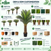 Palmier Sago Artificiel de 140 cm en Pot, Plante Artificielle en Pot Noir, Matériau PE Résistant aux UV pour Décoration Intérieure et Extérieure