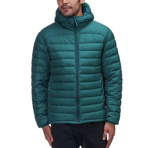 Veste matelassée à capuche en duvet bleu sarcelle pour hommes manteau d'hiver extérieur léger pour la randonnée et le camping vêtements de mode vestes matelassées pour hommes - Product Image 2