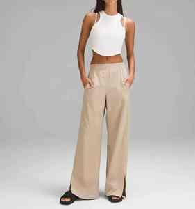 Customized <b>Women's</b> High-Rise Wide-Leg Yoga Pants Stretch Woven Fitness <b>Trousers</b> for Gym & Activewear - Product Image 5