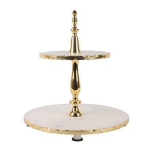 Venta al por mayor de mármol Top 2 Tier Cake Stand para fiesta restaurante Navidad boda decoración de la India - Product Image 1