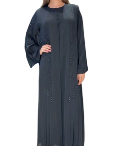 Caftán musulmán tradicional de Dubái 2022 con hermoso diseño negro marroquí trabajo manual en caftán Abaya negro - Product Image 2