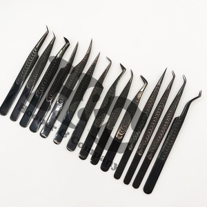 Pinzas de extensión de pestañas negras recién llegadas, pinzas de pestañas sostenibles, pinzas de etiqueta privada de acero inoxidable, embalaje de visón - Product Image 3