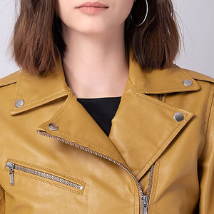 Clásico Otoño Moda Invierno Slim Fi Mujeres de calidad superior Motor Bike Chaquetas Mujer Chaqueta de cuero - Product Image 6