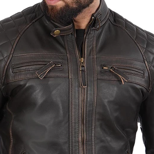 Full Zipper <b>Men</b> Front Two Pockets <b>Leather</b> <b>Jackets</b> Fully Customized Genuine Cowhide Buffalo <b>Men</b> <b>Leather</b> <b>Jackets</b> - Product Image 6
