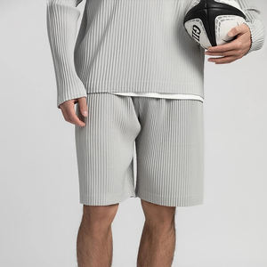 Shorts décontractés pour hommes de haute qualité 100% polyester - Taille élastique, tricoté, uni, teinture unie, couleur unie, genou, été, plage, ample, tendance - Product Image 2