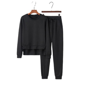 Women Casual Tracksuit <b>Set</b> Two Piece Crop <b>Top</b> & Pants Solid Sport Sweatshirt <b>Trousers</b> <b>Set</b> Custom OEM - Product Image 5