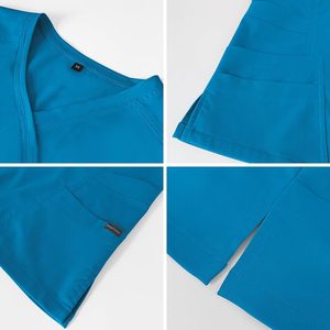 ป้ายโลโก้ที่กําหนดเองชุดขัดรอบคอชุดพยาบาลเครื่องแบบผ่าตัดยืดพยาบาลขัดเครื่องแบบผู้หญิงกางเกง Jogger ชุด - Product Image 5