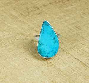 Bague Turquoise Sleeping Beauty en argent sterling 925, pierre précieuse en forme de larme, bijoux faits à la main, cadeau de mode pour femmes - Product Image 5