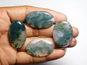 4pcs Moss Agate Cabochon Lot Natural Genuine Loose Gemstones 120Cts for Jewelry Making - Product Image 2