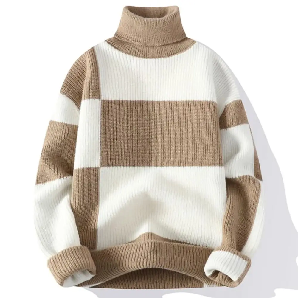 New Casual Wear Men's Turtleneck Knitted Sweater Long Sleeve Wool Sweatshirt High Neck For Men