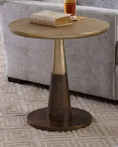 Vendita calda conestable reggiseni in metallo oro tavolino in legno personalizzato divano laterale moderno decorativo nuovo tavolino per mobili per la casa