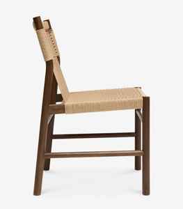 Silla de Comedor de Madera de Teca Maciza con Asiento y Respaldo Tejidos de Ratán, Muebles de Estilo Escandinavo Minimalista para Cafetería - Product Image 3