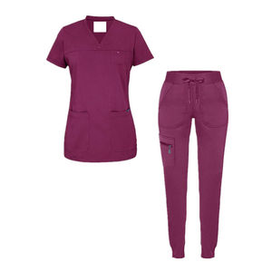 Ensemble de blouses médicales pour femmes, usine OEM ODM, uniforme d'hôpital, haut à col en V et pantalon, ajustement confortable, approvisionnement en gros pour l'exportation - Product Image 3