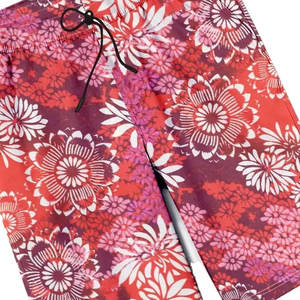 Shorts de bain pour hommes en toile imperméable, écologique, rouge cramoisi, rose, imprimé floral Mandala, protection solaire UPF 50 Plus, séchage rapide - Product Image 2