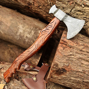Hachas de Acero de Damasco Premium con Mango de Madera Maciza para Trabajos de Madera al Aire Libre y Tareas Generales, Hachas de Acero de Damasco Personalizadas - Product Image 2
